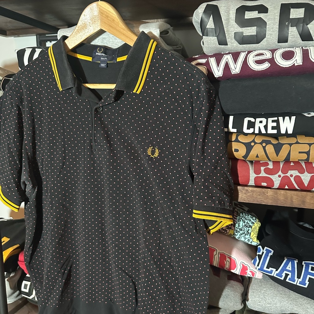 Fred Perry Black Polo with Yellow and Red Details